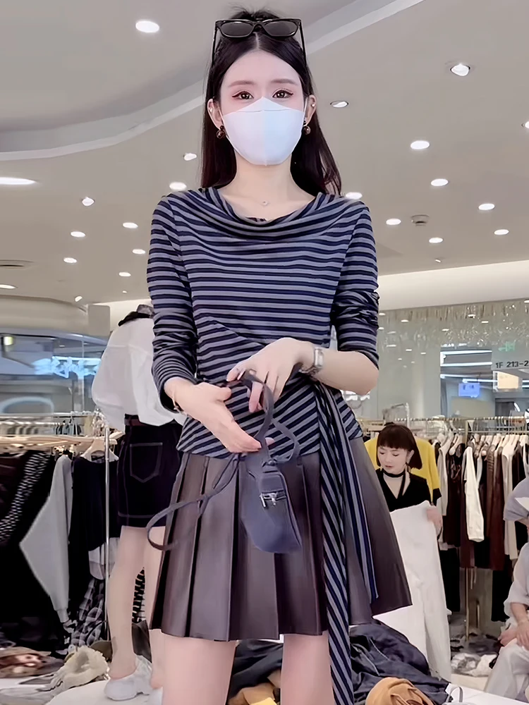 Damska koszulka T-shirt Sli round Ne Long Sve, modna, wysokiej jakości, codzienna odzież na sezon jesieni, oddychająca i wygodna.