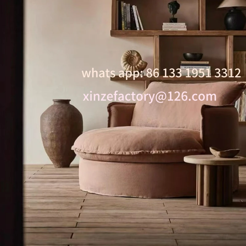 Cama velha e café da manhã retrô personalizável, algodão e linho, totalmente desmontada e lavada, sofá redondo