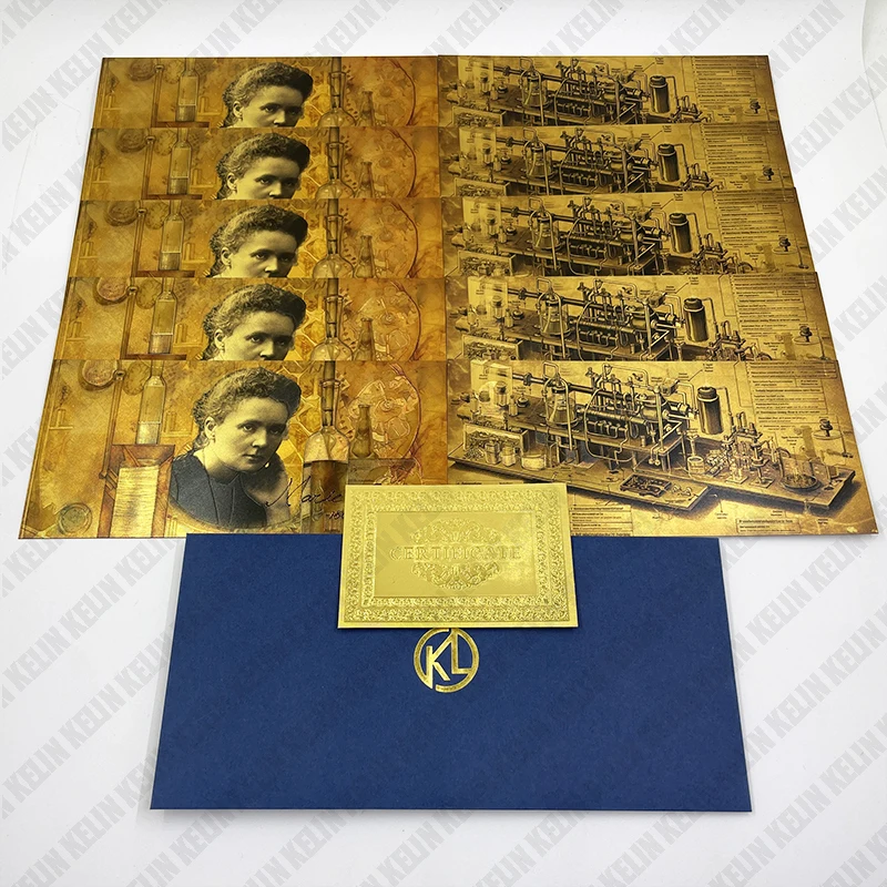 Famous Person gold banknotes Madame Curie Gold Plated banknotes Memorial Day of the Great Scientist Collection