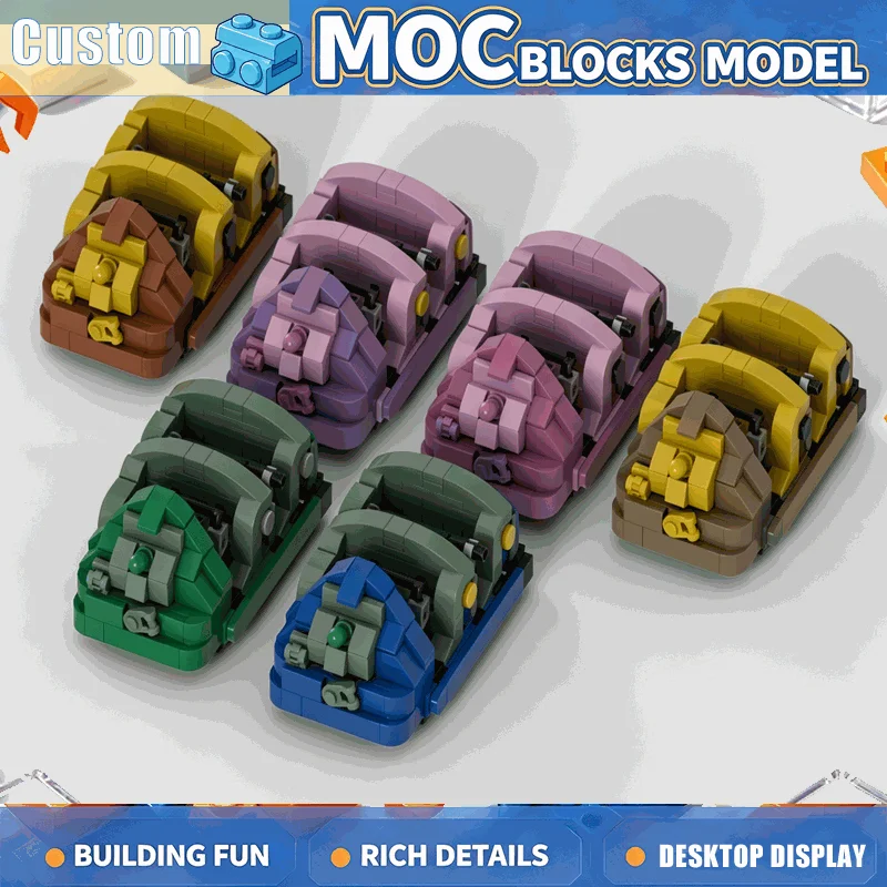 1498PCS Colorful Fantasy Ride Vehicle Bundle Building Blocks Amusement Park Cart Models DIY Assembly Creative Collection Display