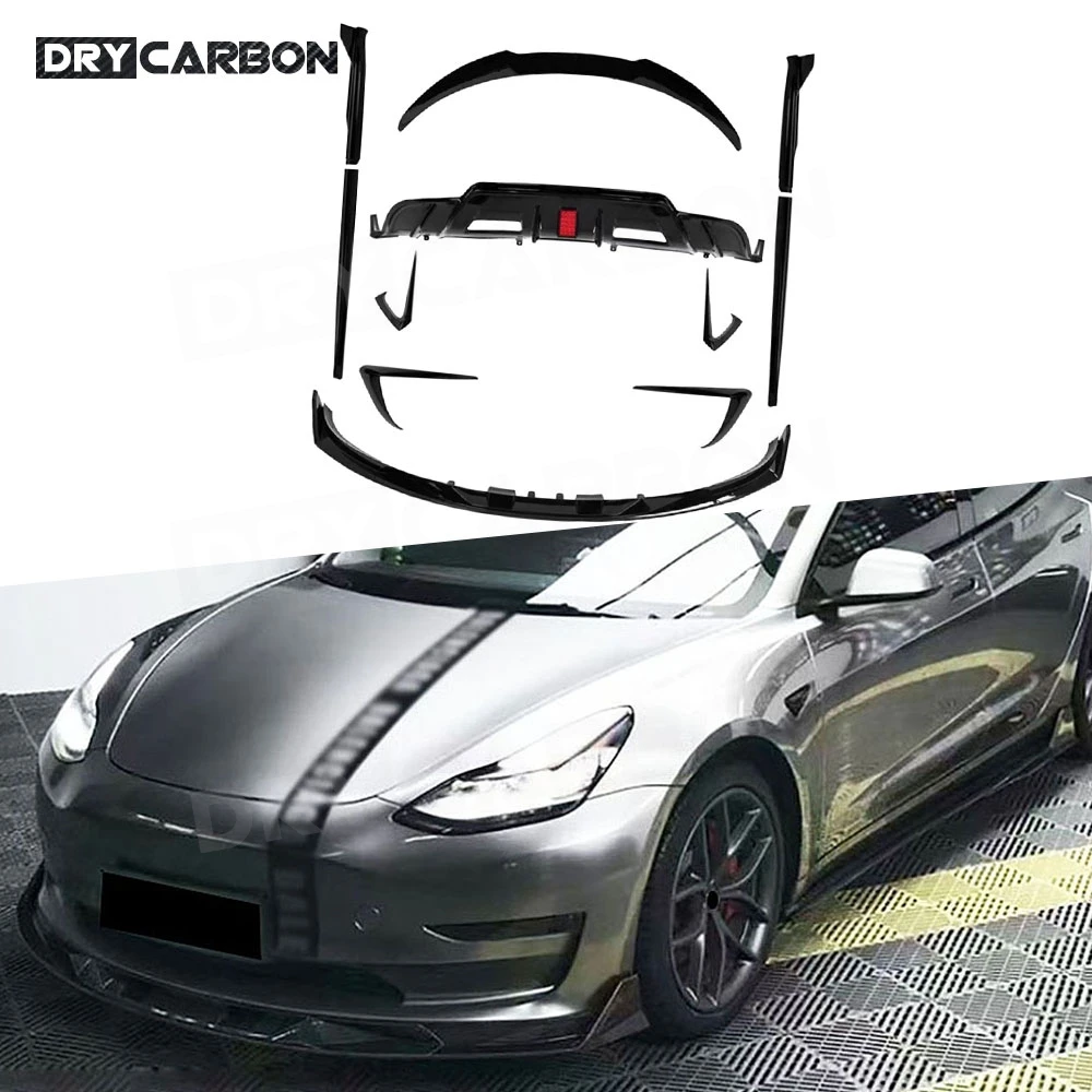 

Front Bumper Lip Rear Bumper Diffuser Side Skirts Rear Spoiler Air Vent Trims Car Body Kit Accessories for Tesla Model 3 2019+