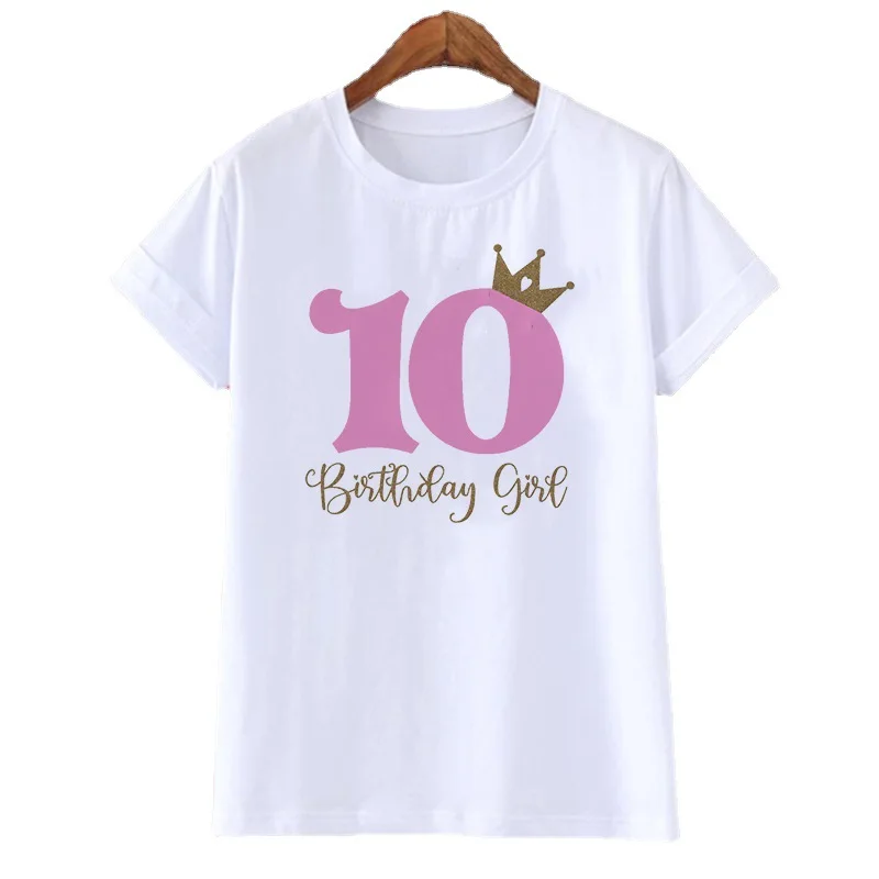 Happy Birthday Girl Digital Combination Printed Children's T-shirt Birthday Gift for Boys and Girls Kids Clothes