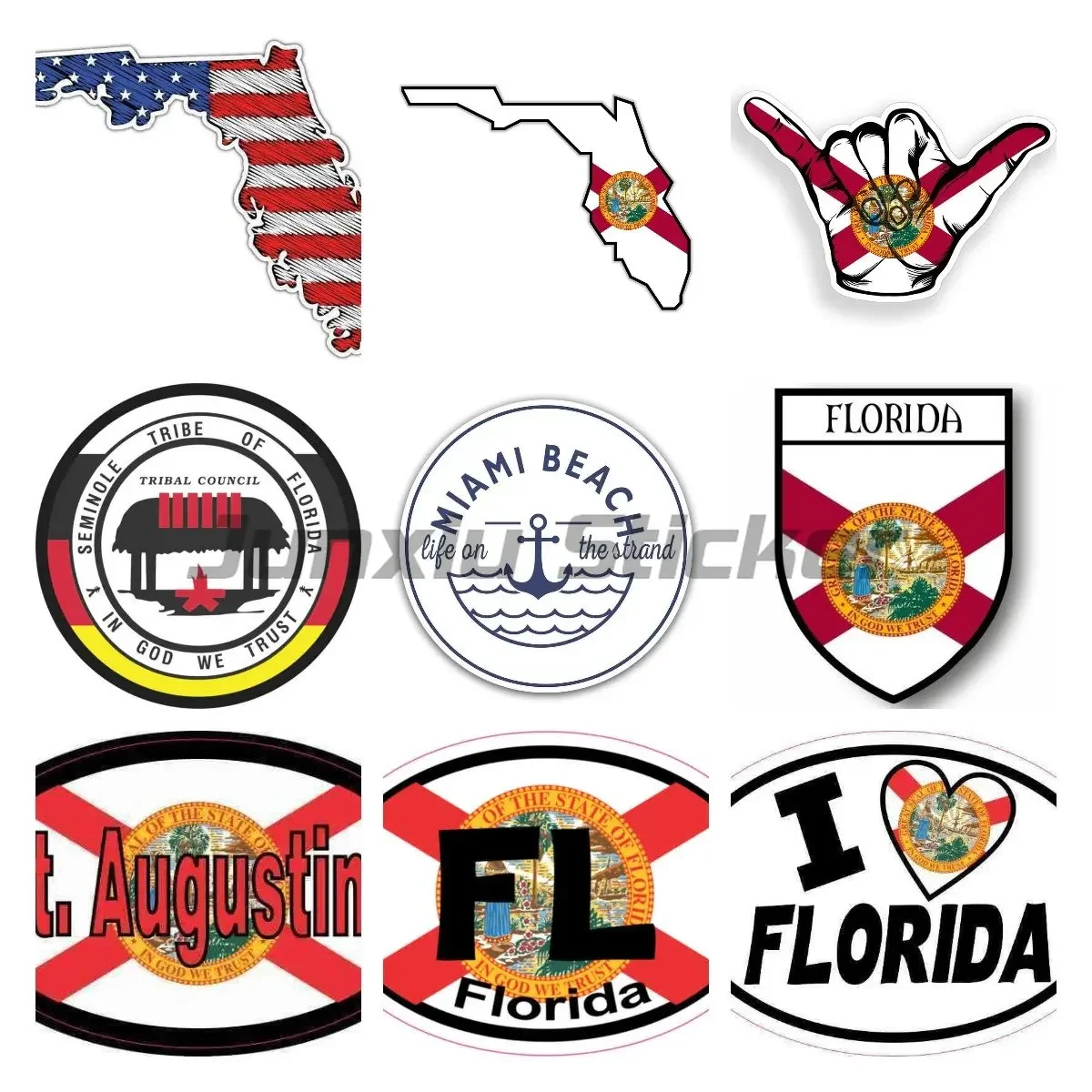 

Miami Florida Flag Brand Car Sticker Decal Decor for Bicycle Auto Motocross Racing Laptop Helmet Trunk Vinyl Waterproof Decal
