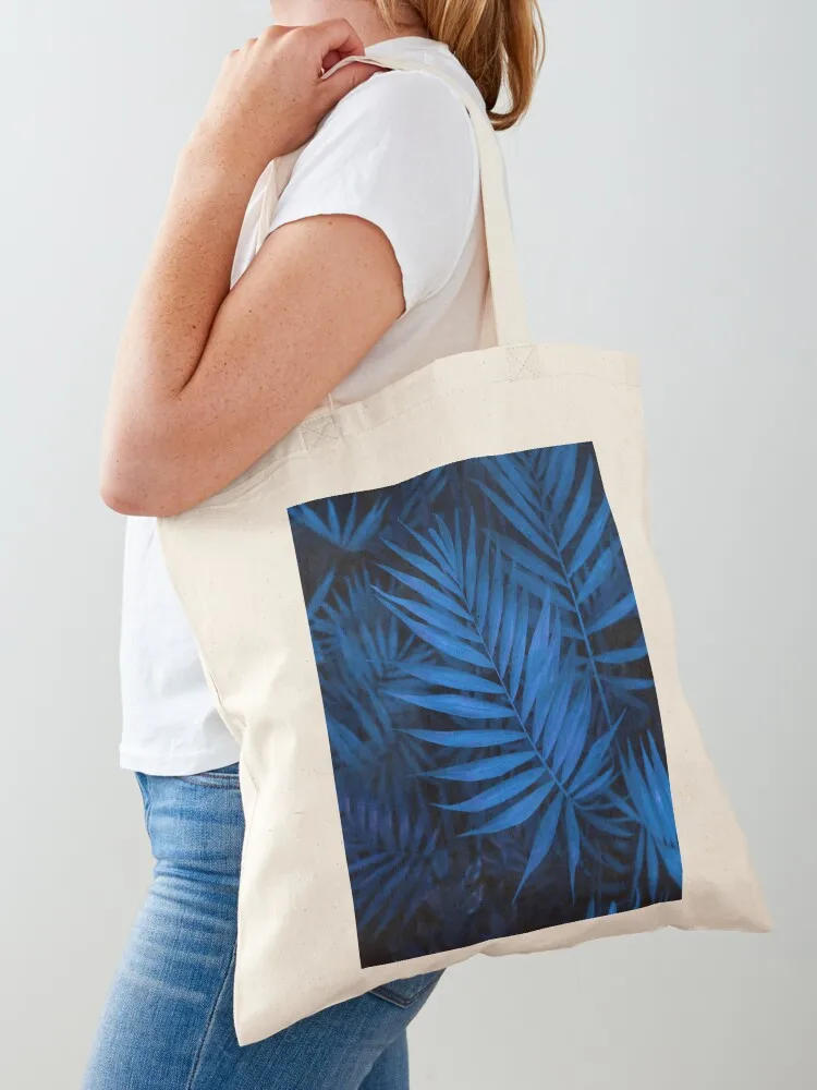 

Blue Palm Tree Leaves Tote Bag canvas bags canvas shopping bag Candy bags ecological bags