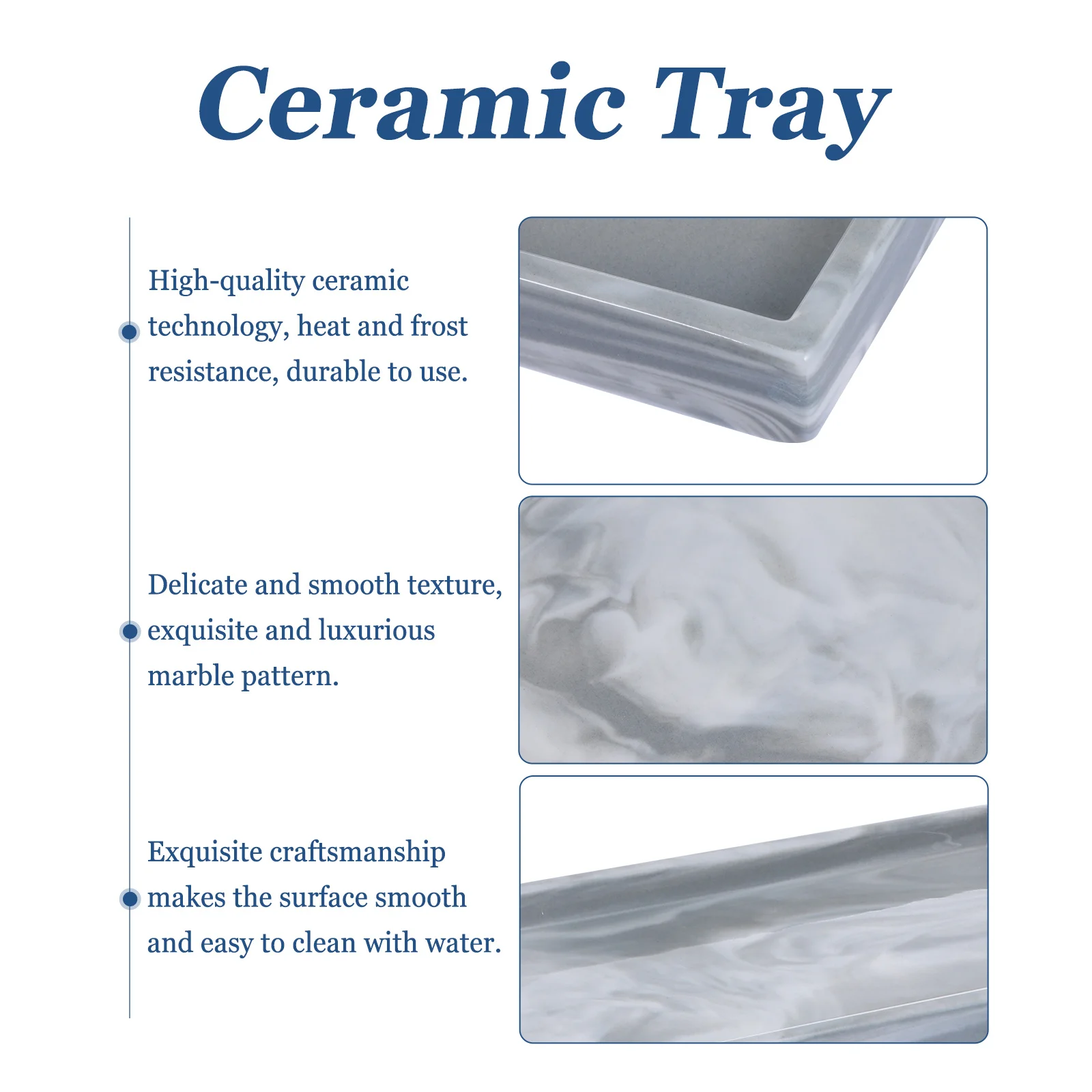 

1Pcs High Quality Ceramic Jewelry Plate Marble Style Smooth Surface Storage Tray for Home Bar Restaurant Ceramic Tray