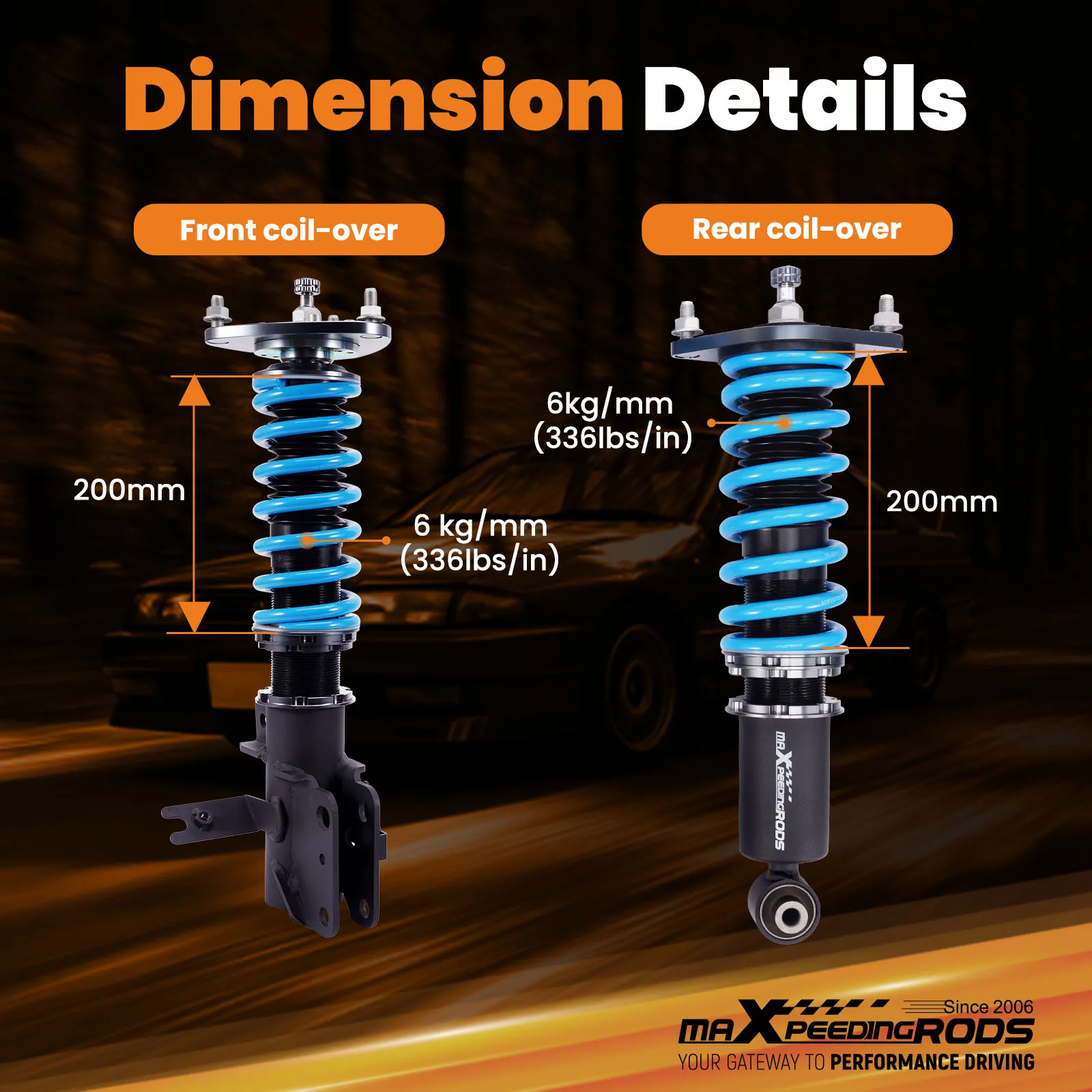 مجموعة دعامات كويلوفيرز قابلة للتعديل مكونة من 24 خطوة من MaXpeedingrods لسوبارو WRX (VB) 2022-2025