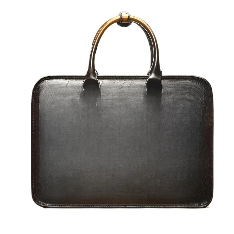 Vintage high-quality notebook briefcase men's leather handbag messenger bag men's office briefcase
