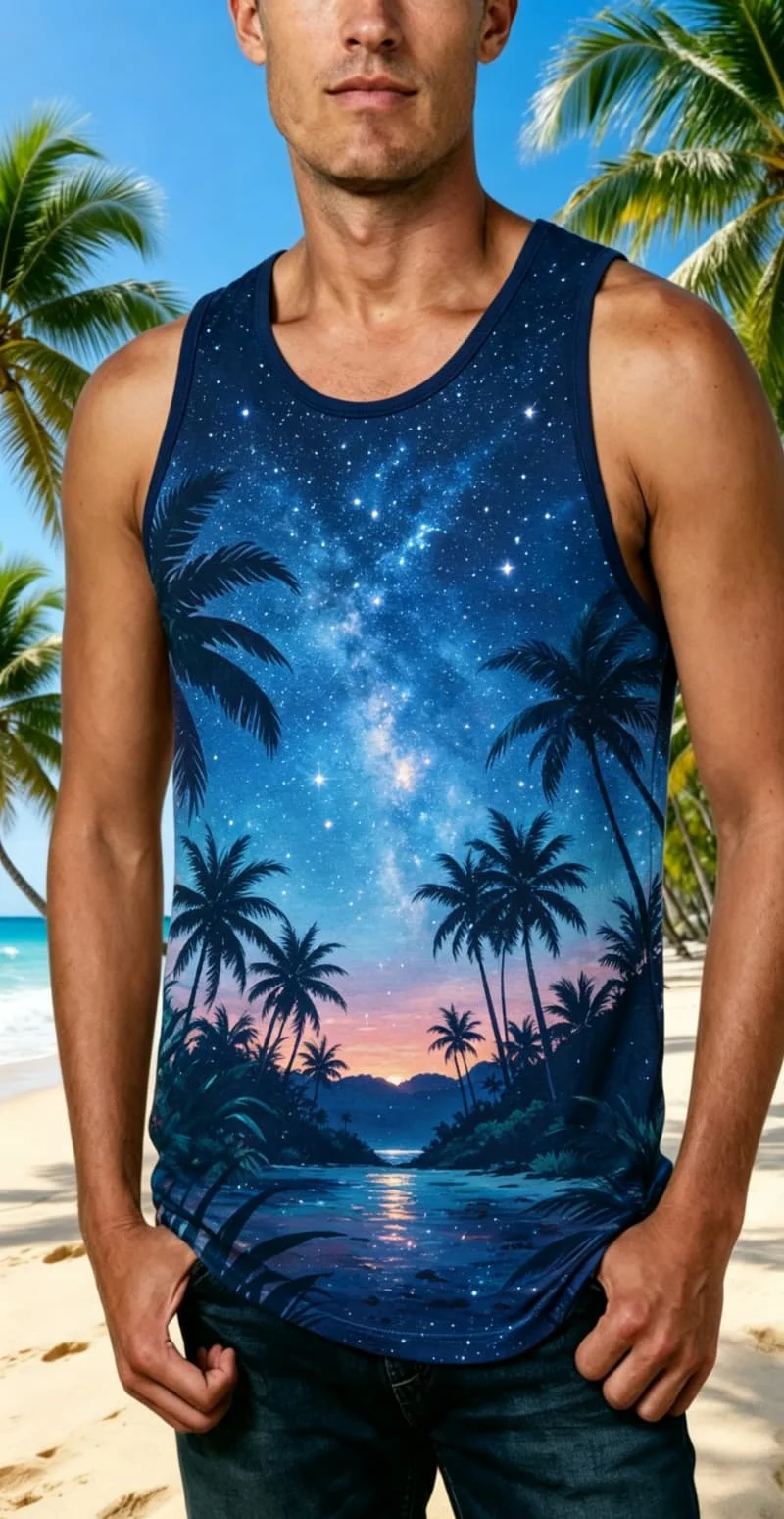 Men's full print realistic landscape printed vest, fashionable and casual style, for summer, daily affairs and daily dressing