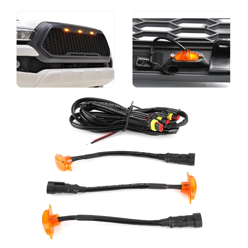 

3 шт., светодиодные фонари с автоматической решеткой, лампа на передний бампер, подходит для Ford F150/F250/Raptor 2014-2017 гг.