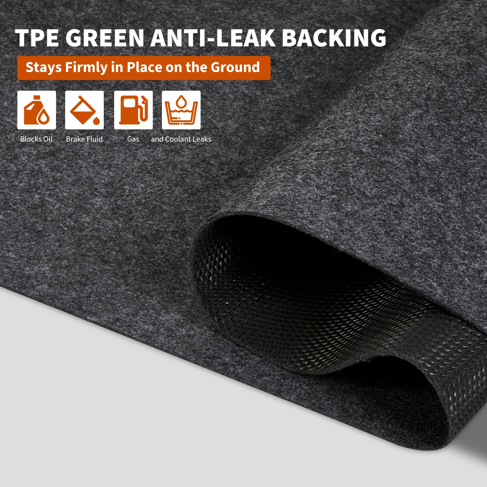 Oil-Absorbent Garage Floor Mat - Thick Heavy-Duty Felt, Waterproof Backing, Non-Slip Garage Floor Protector for Oil Spills & Oil Changes - 7.5 * 20 ft
