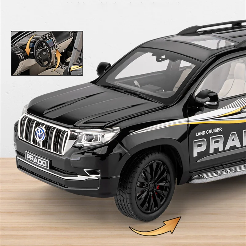 1/18 Toyota Prado Land Cruiser SUVรถรุ่นDiecastsโลหะรถออฟโรดรุ่นรถเสียงและแสงของเล่นเด็กของขวัญ
