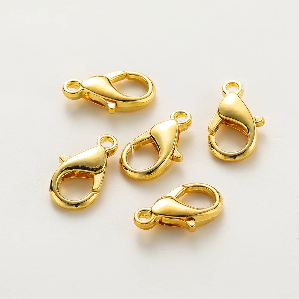 10pcs/lot 14K 18K Gold Plated Necklace Extender Chain Lobster Clasps Jump Ring Connectors Clips For DIY Jewelry Bag Craft Making