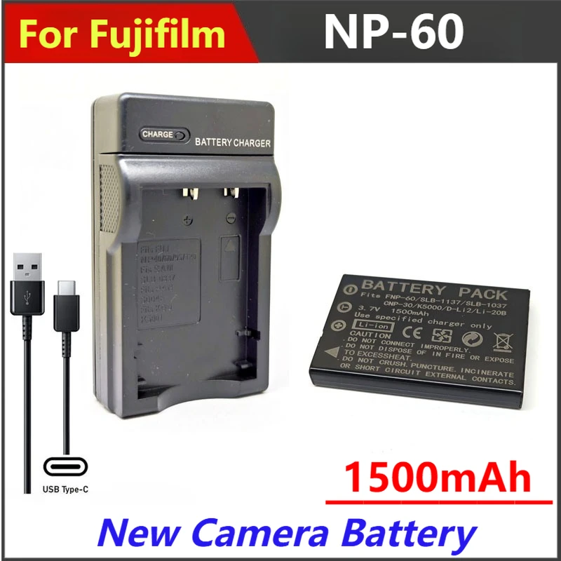 

1500mAh NP-60 NP60 SLB-1137 SLB-1037 CNP30 KLIC-5000 D-Li2 Li-20B Battery Charger For Fujifilm F50I F501 F401 ZOOM F410 F601