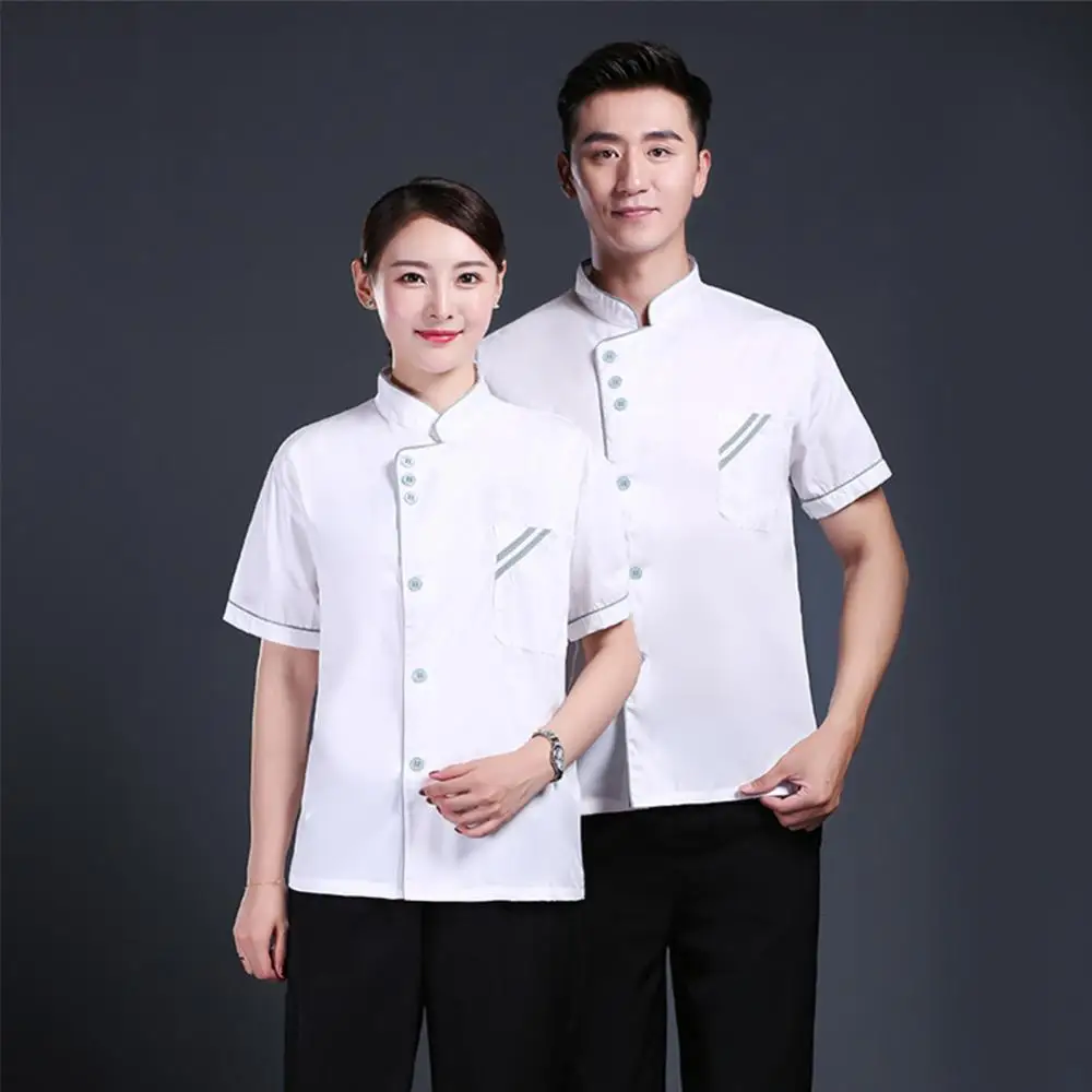 Short/Long Sleeve Chef Jacket Unisex Coat Hotel Kitchen Service Uniform Workwear Chef Work Clothes Canteen Back Mesh Work Wear