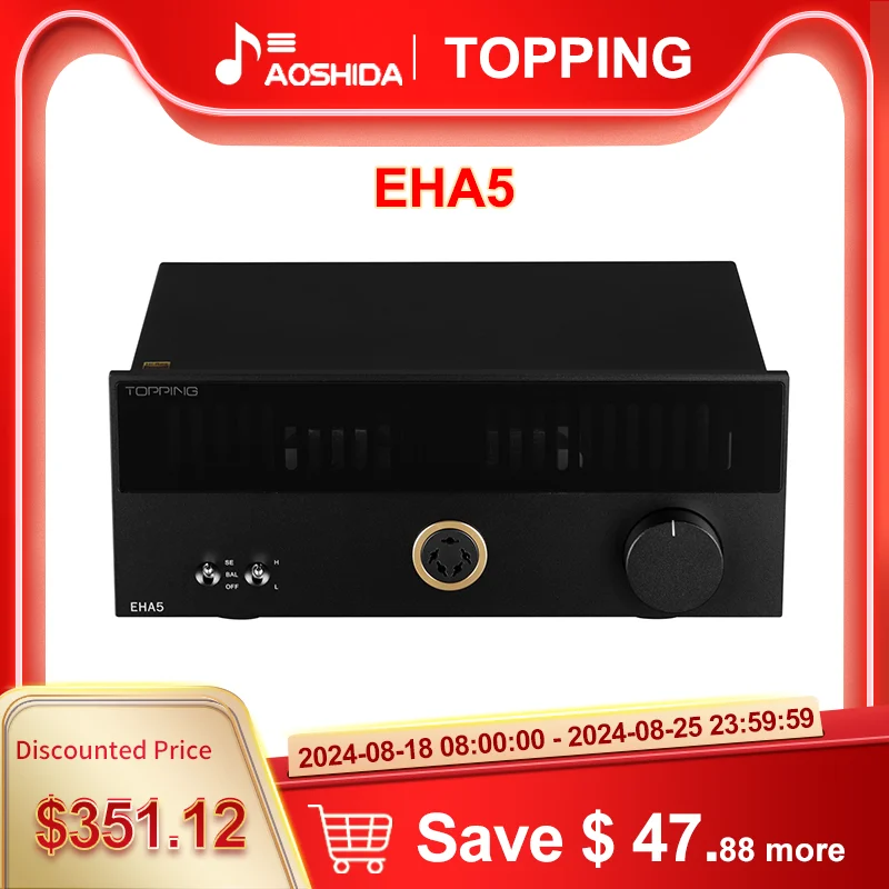 

TOPPING EHA5 Electrostatic Headphone Amplifier XLR/TRS/RCA input 146dB Dynamic Range 700Vrms Output Voltage 12V Trigger Bypass