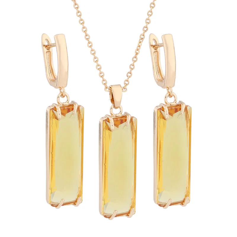 New Trend Gold Color Big Drop Earrings Sets for Women Fashion High Quality Hanging Earring Luxury Elegant Women\'s Set