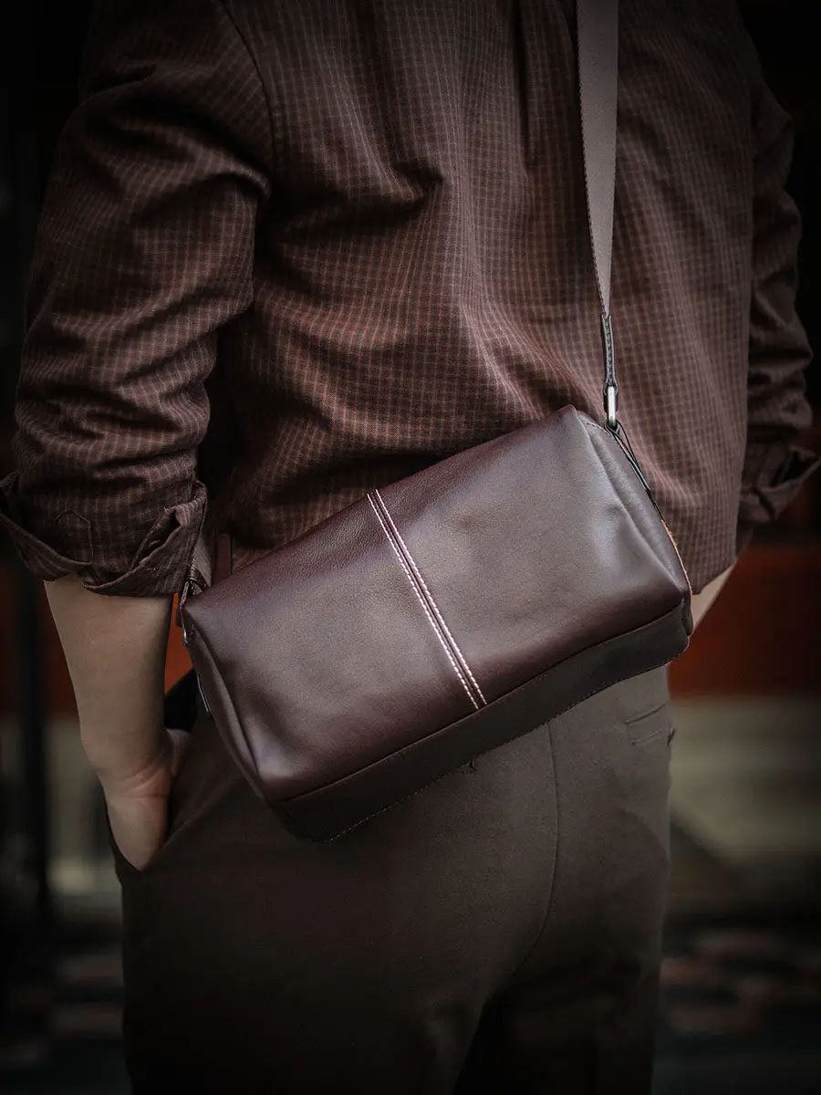 

fashion organizer designer genuine leather men's crossbody bag outdoor daily sport handmade real cow leather teens shoulder bag