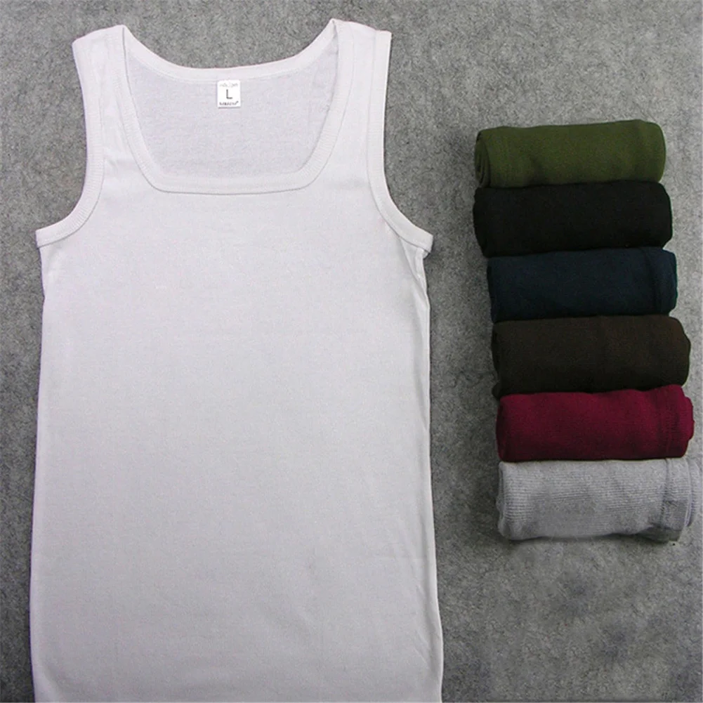 100% Cotton Mens Oversized T-shirt Sleeveless Tank Top Solid Color Fitness Men Muscle Vests Bodybuilding Tees For Men T Shirt