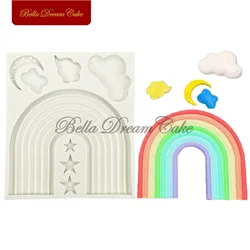 3D Star Cloud Moon Rainbow Design Silicone Mold Fondant Chocolate Mould DIY Clay Model Cake Decorating Tools Baking Accessories