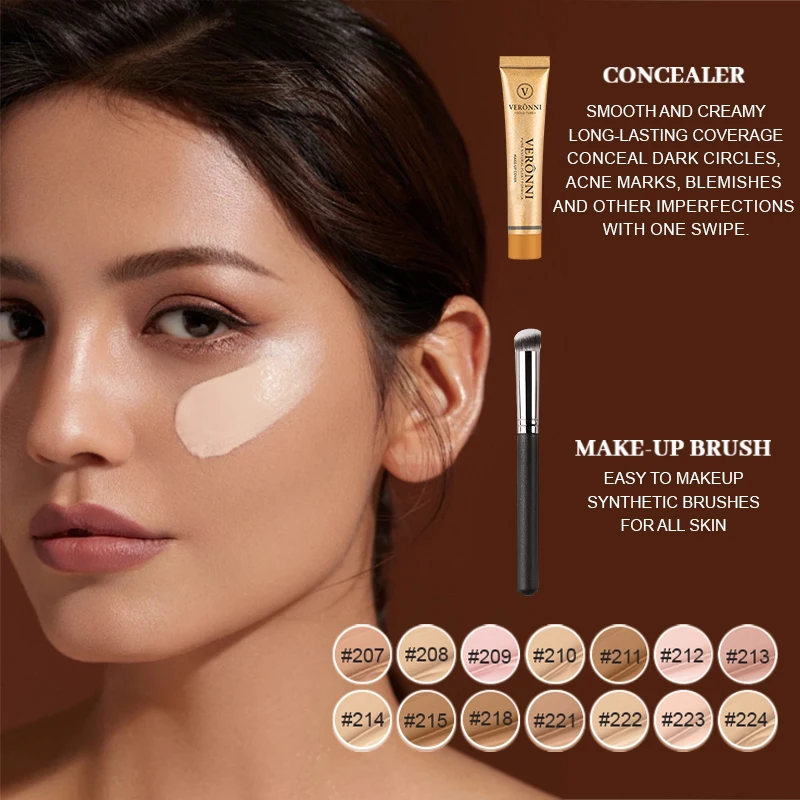 14色リキッドコンシーラーファンデーションセット、保湿長持ち軽量多目的メイクマットファンデーションコンシーラー