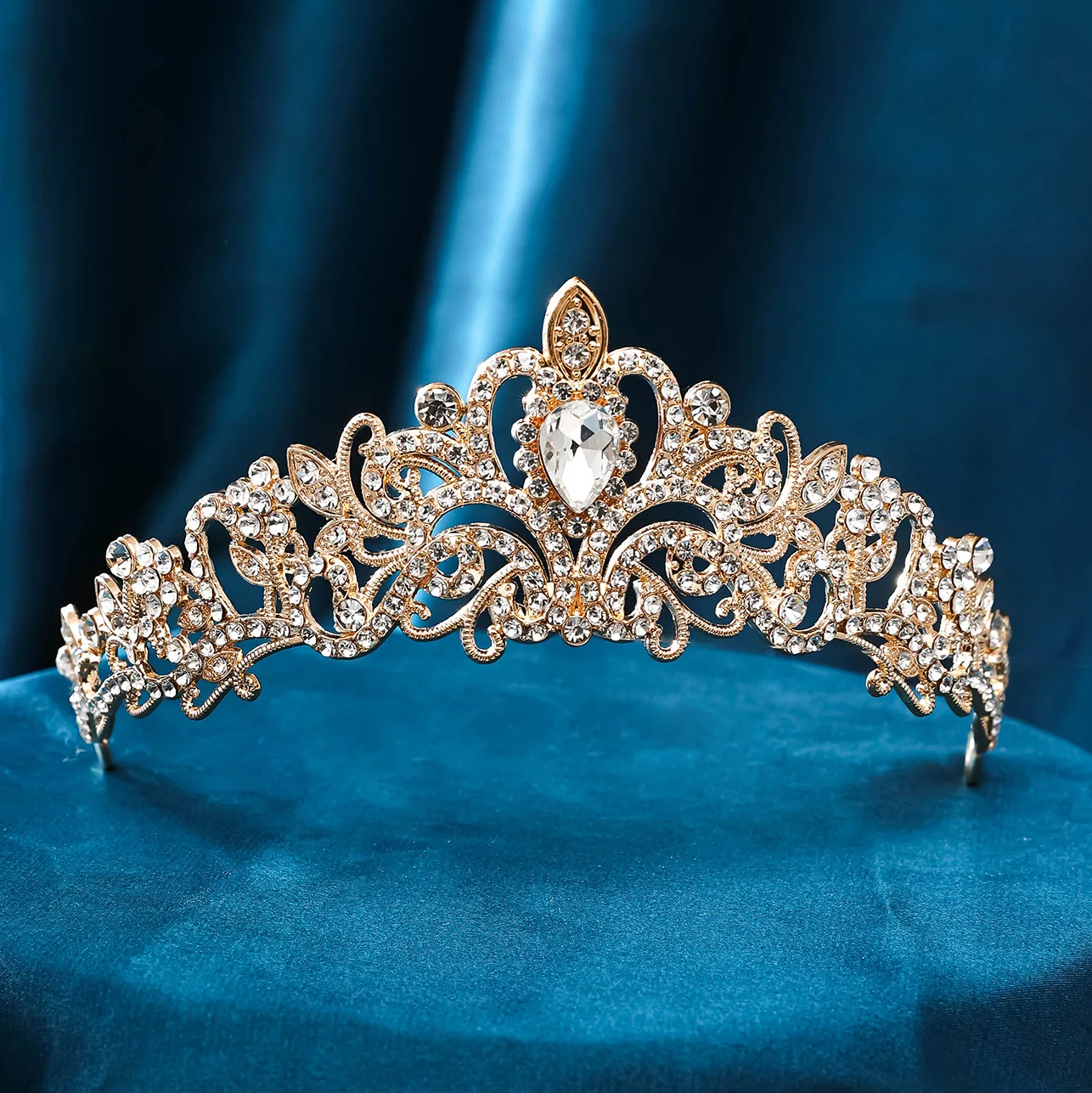 Elegant Girls Baroque Vintage Crystal Rhinestone Tiaras Queen Princess Crowns Kid Diadems Wedding Hair Accessories Women Jewelry