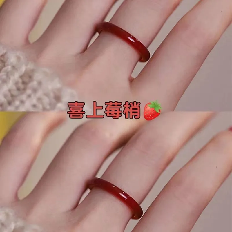 Chinese Style Imitation Natural Jade Glass Ring Ancient Court Style Fashion Couple Ring Popular Jewelry Charming Gift Wholesale