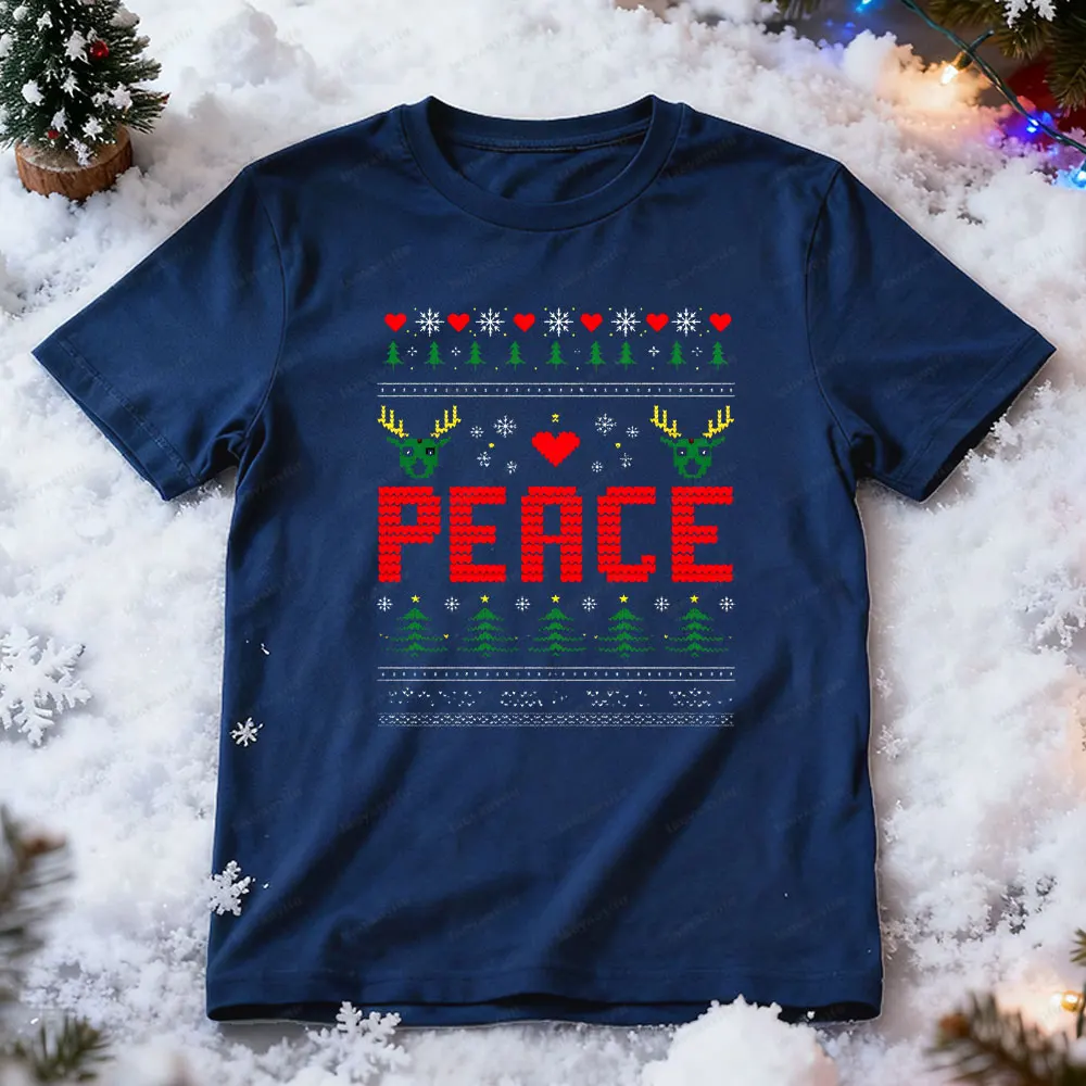 Eu veio na paz casal camisa combinando casais engraçados feio tshirt natal feio adulto humor férias pegajoso natal roupas femininas
