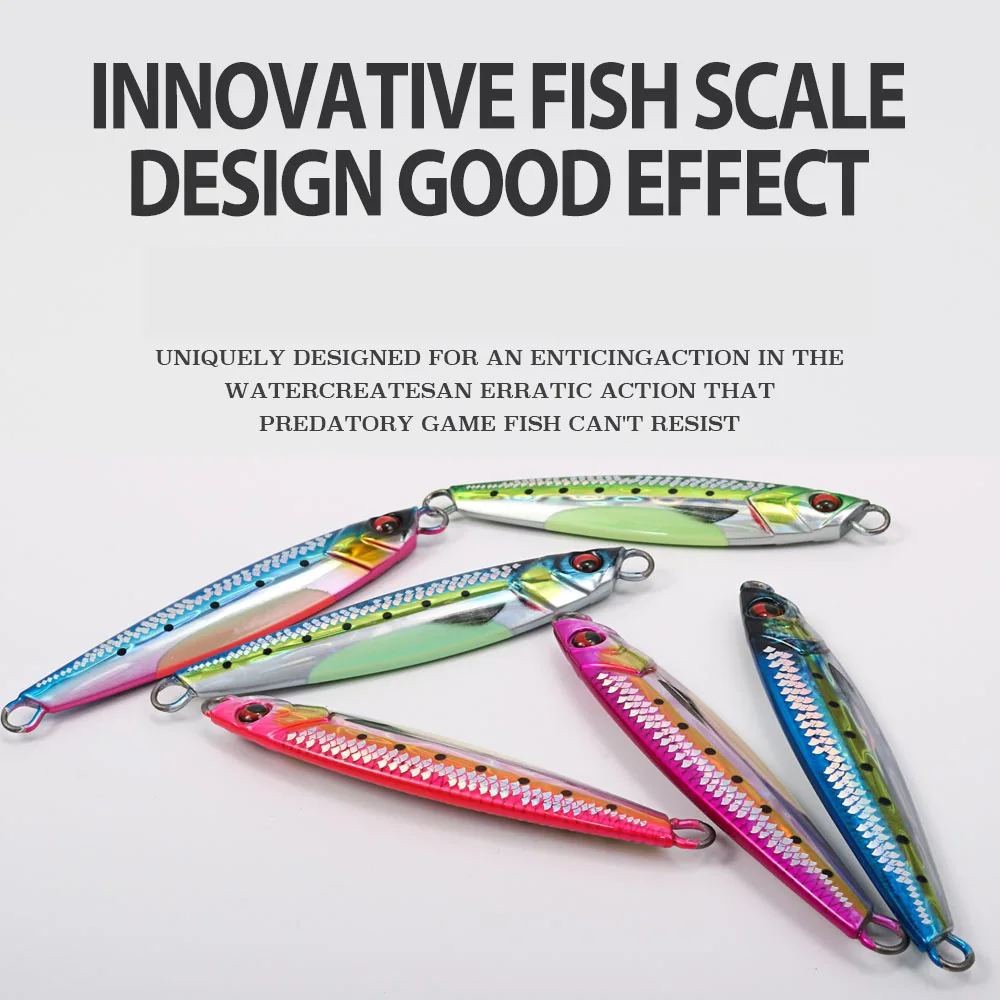 JIGGING PRO 40g 60g 80g Shore Jigging Lure 3D Print Real Scale Long Casting Metal Jigs Fishing Lure