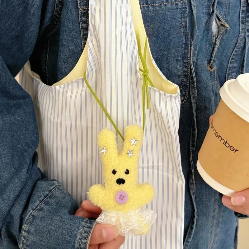 12 cm süßer Kawaii-Plüsch-Kaninchen-Schlüsselanhänger mit Spitzenkleid, Stofftier, Tasche, Charm, Geldbörse, Zubehör, Geschenk für Frauen und Mädchen, Tier-Schlüsselanhänger