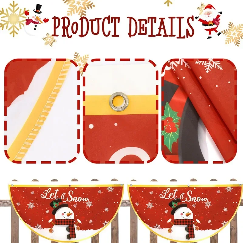 Christmas Fan-shaped Flag Outdoor Banner Christmas Decorations for Home 2024 Xmas Bunting Flag Navidad Natal Gifts New Year 2025