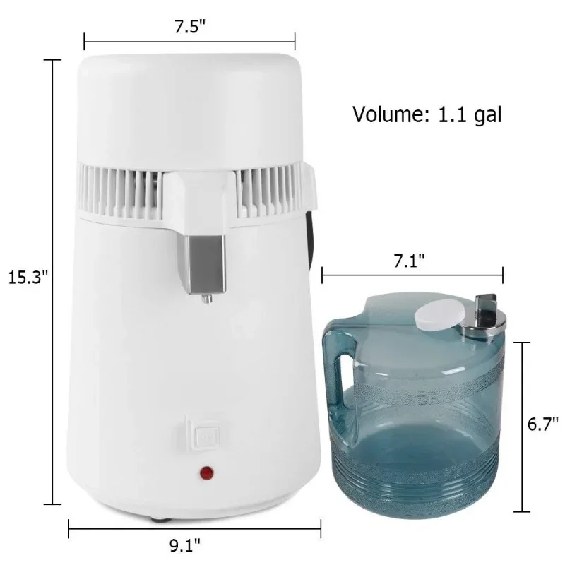 HAOYUNMA 1,1 galona/4 l destylator wody na blacie destylowanej maszyna do wody z pojemnikiem bez BPA i wnętrzem ze stali nierdzewnej, 750 W