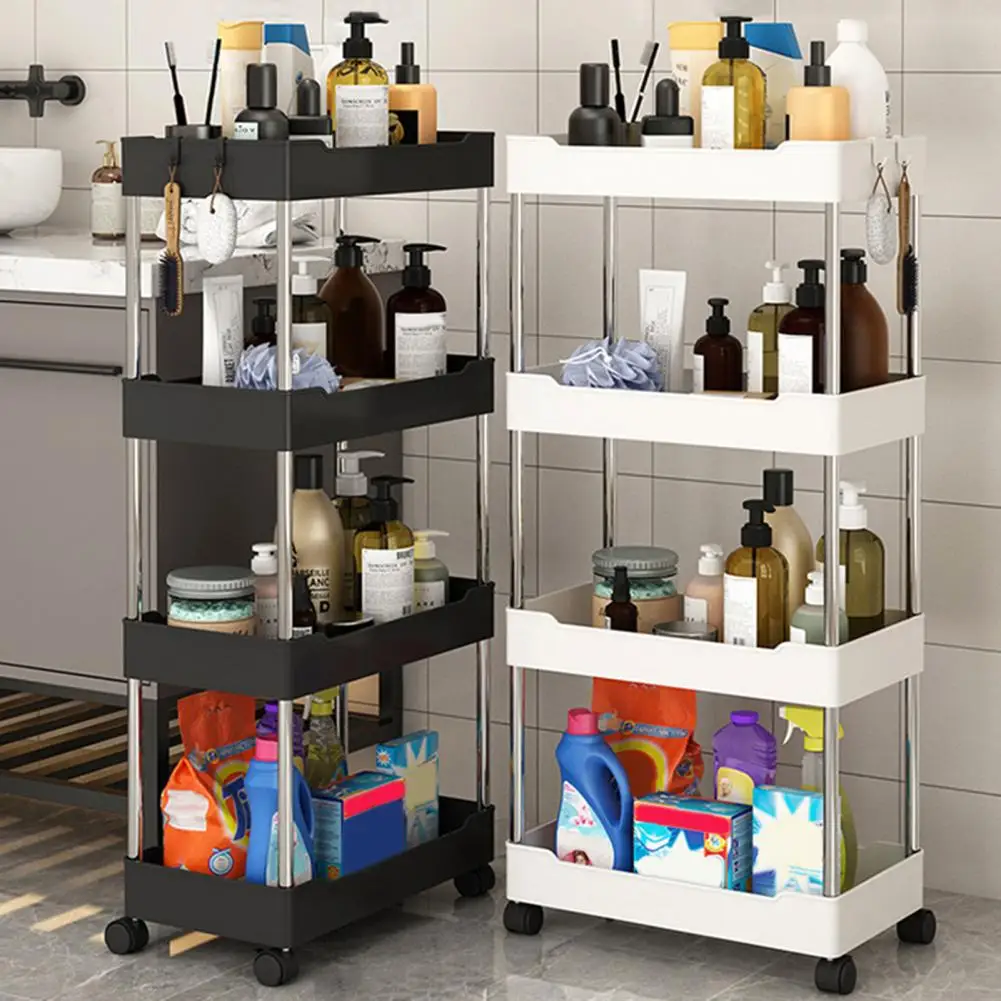 Rejilla rodante deslizante confiable con ruedas, carrito de almacenamiento móvil, estante Vertical rodante de pie para cocina