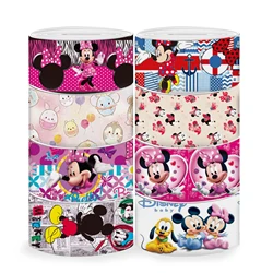 Disney 5 Yards Multi Size Mickey Minnie Mouse Printed Grosgrain Ribbon For Hairbow DIY Craft Supplies Cartoon Ribbons