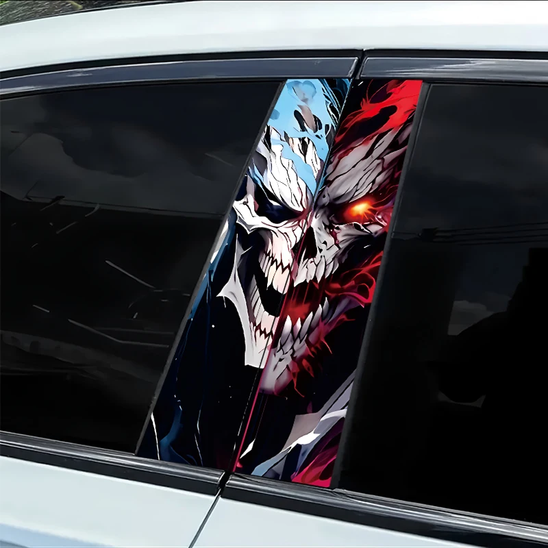 

2 pieces of automotive B-pillar stickers Skull Smooth material protection film with anti-scratch properties