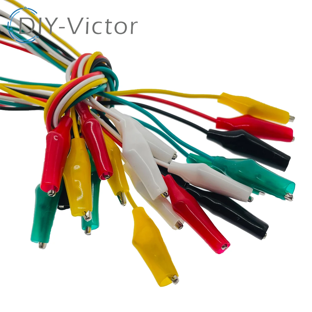 10pcs 50cm Color Power Supply Cable Jumper Alligator Clip Small Battery Power Cord Sheath Electric Clamp Double Head Test Clamp