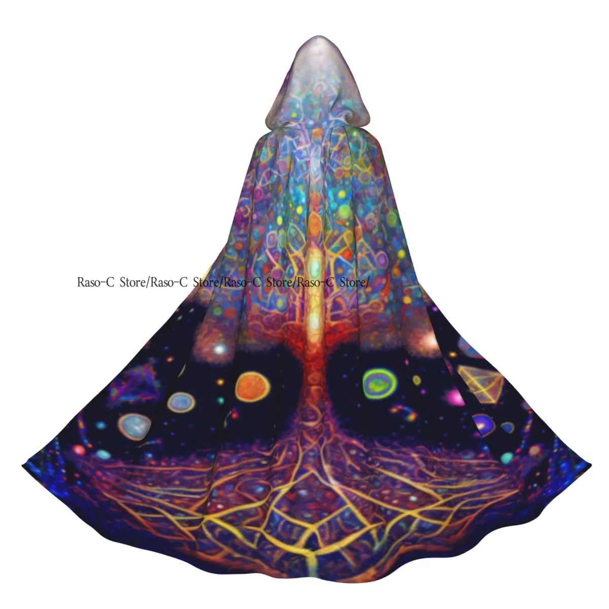 عباءة مقنعين للجنسين مع غطاء محرك السيارة مجردة شجرة الحياة عباءة مصاص دماء الساحرة كيب تأثيري حلي #6