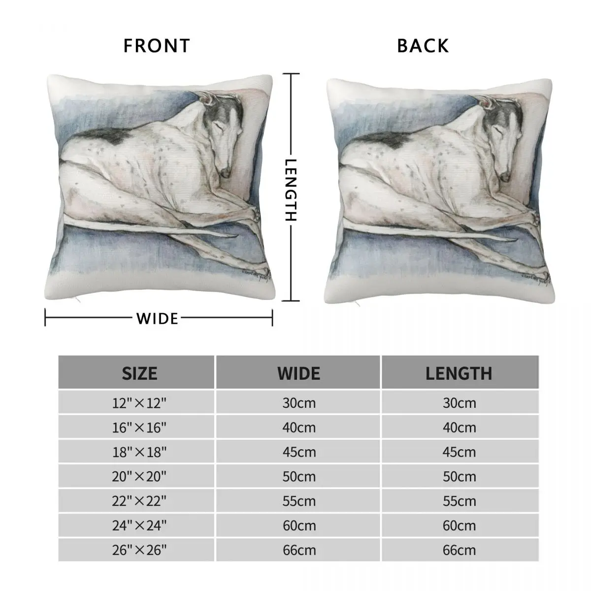 Sleeping Greyhound Square Pillowcase Polyester Linen Velvet Printed Zip Decorative Throw Pillow Case Home Cushion Case