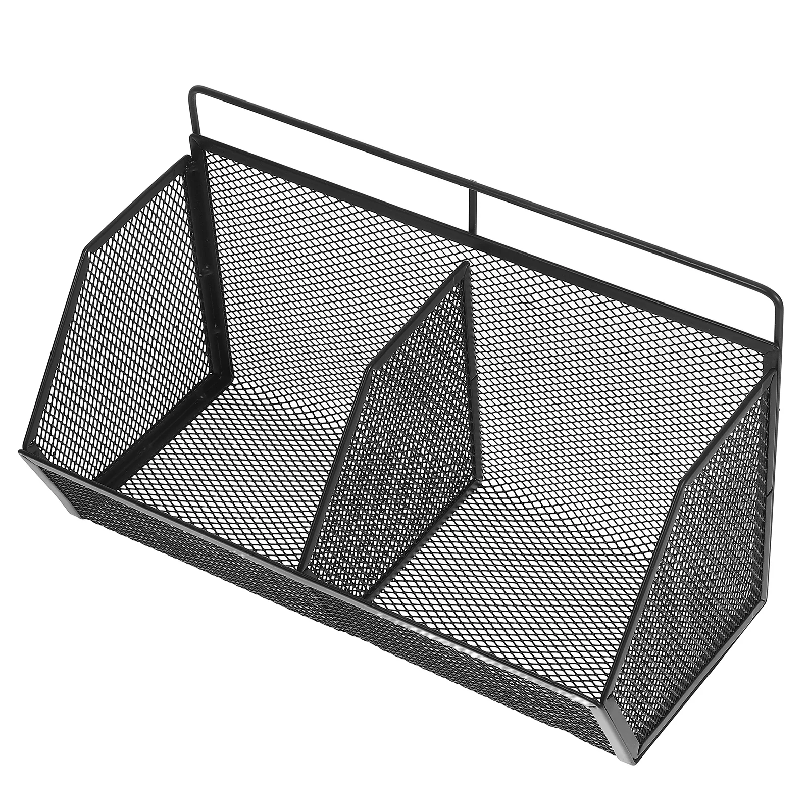 

Wrought Iron Slanted Storage Basket Hollow Wire Kitchen Pantry Organizer Closet Baskets Bathroom Wall Hanging Metal
