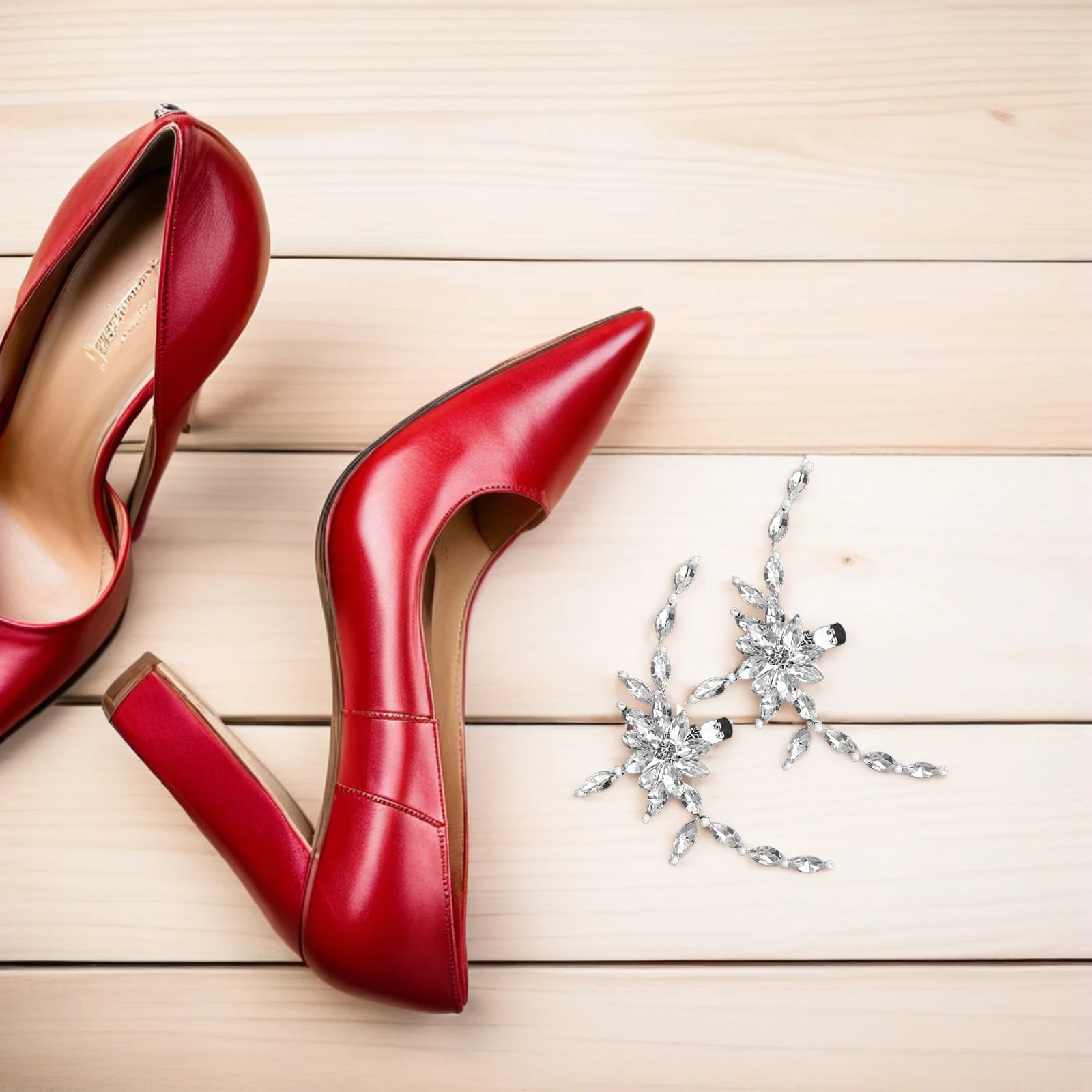 

1Pair Wedding Shoes Decoration Clip Buckle Shiny Rhinestone Design Female Shoe Charm for Heels Boots Pumps Bridal Style