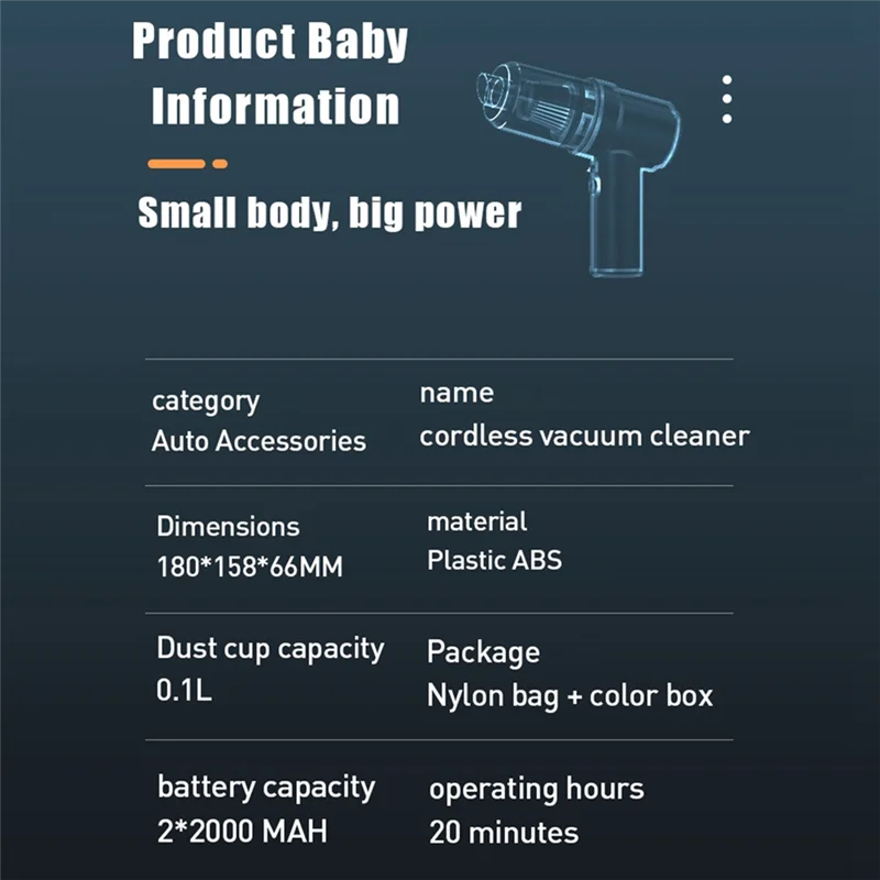 AT29-80000Pa 2 In 1 Car Vacuum Cleaner Wireless Charging Compressed Air Handheld High-Power For Home Office