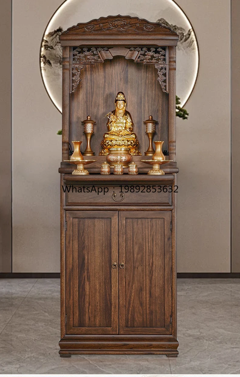 YFY Household God Cabinet Living Room Buddha Serving Solid Wood  Cabinet Double Door Shrine Table Serving Free Shipping