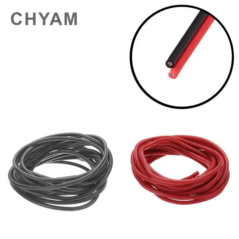 10Meters/Lot Red Black Heat-resistant Soft Electrical Silicone Wire Cable 8 10 12 14 16 18 20 22 24 26 28 30 AWG