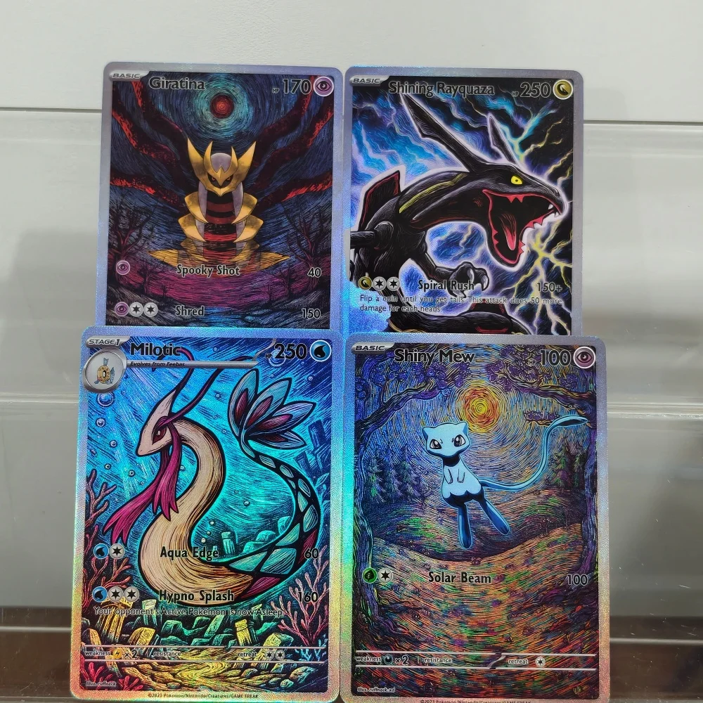 Image of 2026 EN Pokemon DIY Textur-Karten Legendäres Glanz-Set Giratina Glänzender Rayquaza Milotic Glänzendes Mew Anime Sammelkarten