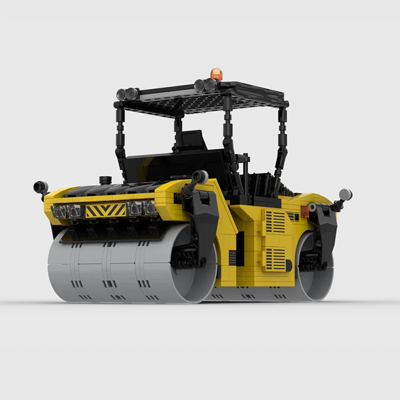 City Car Model MOC Building Bricks Double-Drum Road Roller Modular Technology Gifts Holiday Assemble Children Toys Suit
