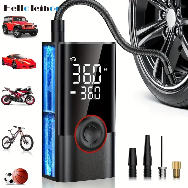 LEIBOO 150PSI 스마트 공기 펌프 타이어 팽창기 자동차 자전거 오토바이 공에 대 한 디지털 압력 게이지와 휴대용 공기 압축기