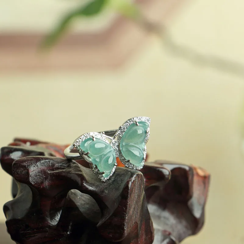 

Кольцо Pixiu с бабочкой из натуральной синей воды