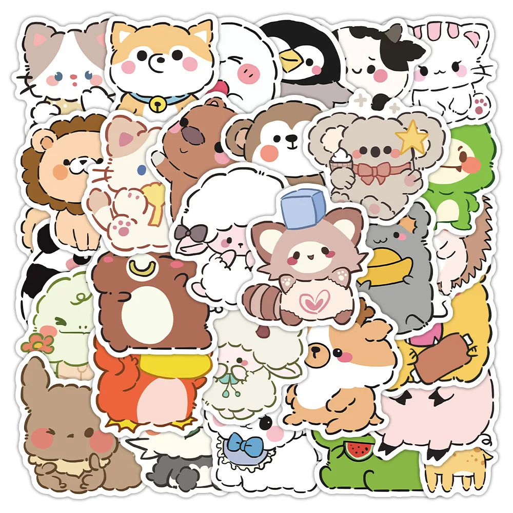 

60PCS Cute Watercolor Animals Graffiti Stickers Cartoon DIY Skateboard Phone Case Laptop Waterproof Cool Sticker Decals Toy