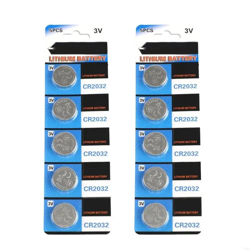 Y3NC 5/10Pcs CR2032 3V Lithium Button Cell Battery for Watches Temperature Sensors Water Bottles Remote Controllers Toy