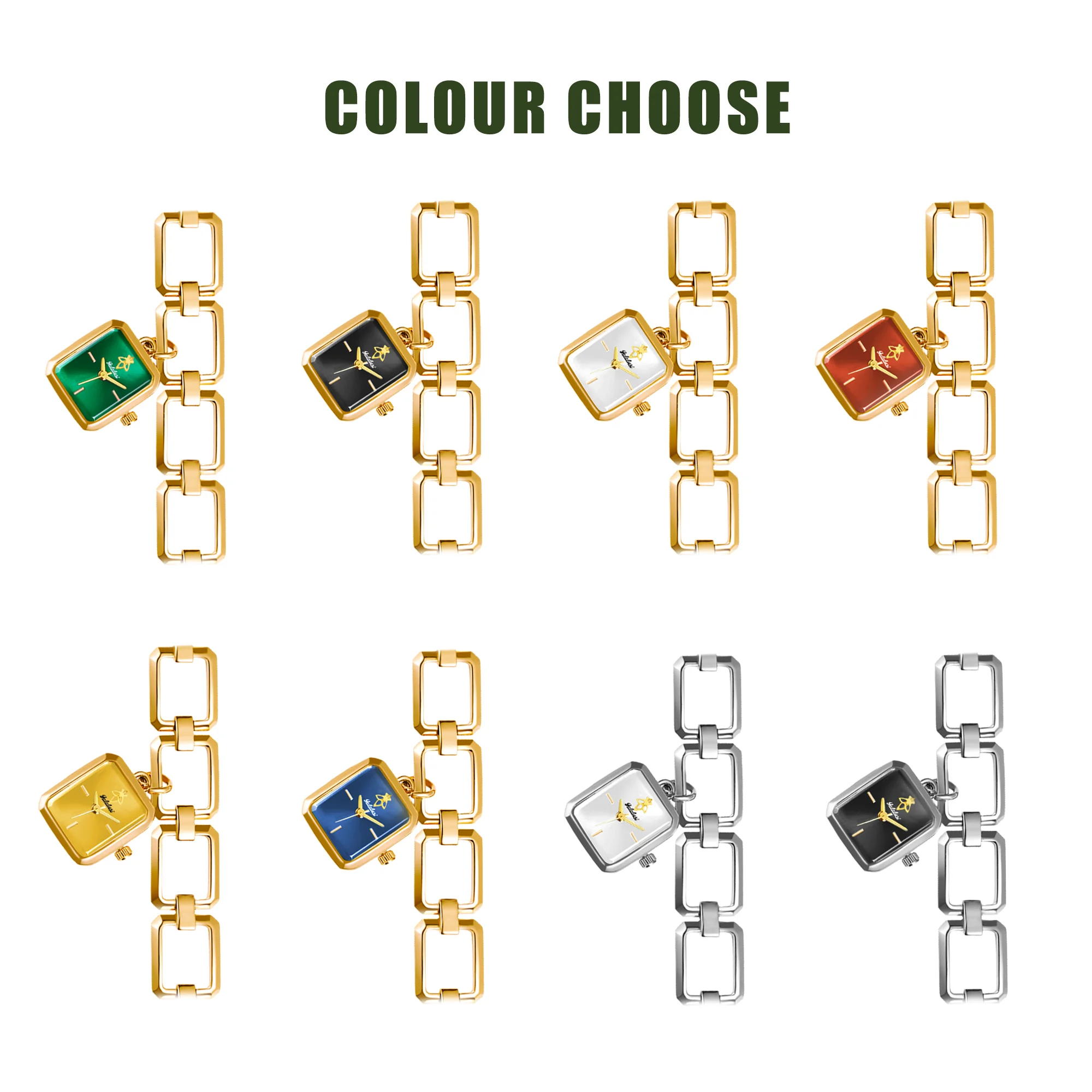 YaLaLuSi Newest Ladies Quartz Watch Ladies Small Watch Gold Case Green Face Luxury Casual Fashion Bracelet