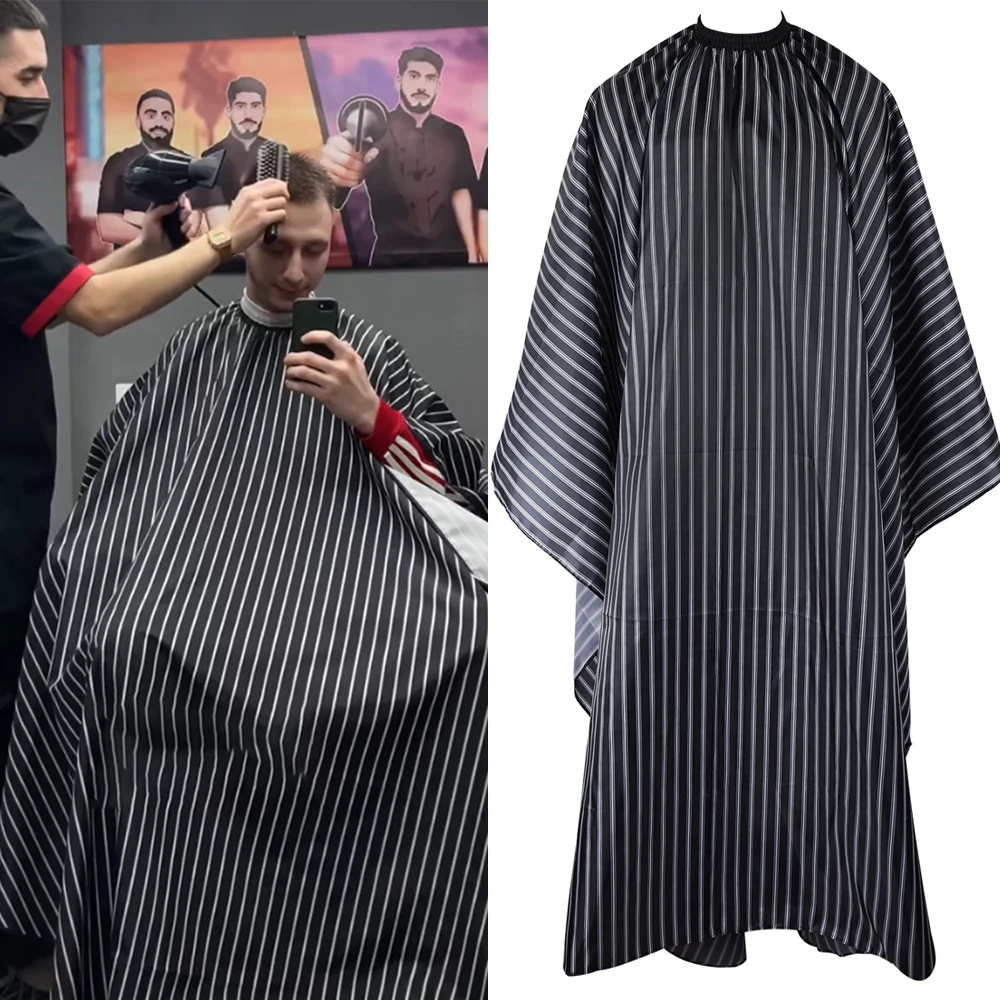 

Black Barber Cape Large Hair Cutting Salon Cape Waterproof Shampoo Capes With Adjustable Neckline Haircut Apron For Women Men